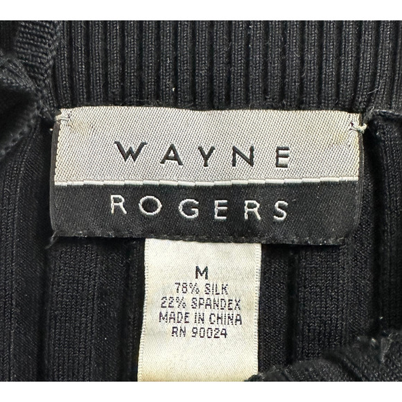 Wayne Rogers Black Silk Knit Beaded Tank Size Medium - Picture 4 of 4